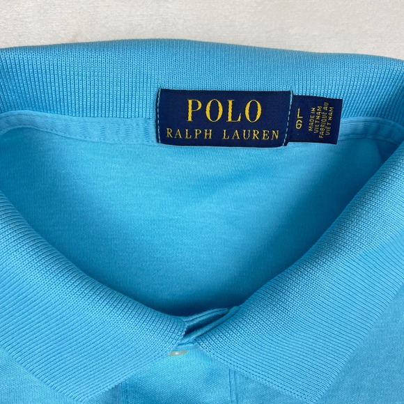 Polo Ralph Lauren Mens Large Light Blue Short Sleeve Pony Logo Polo Shirt LG - Picture 3 of 8
